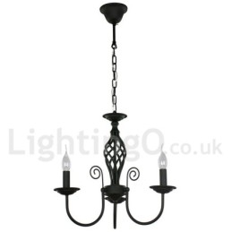 Lampadario a 3 luci in stile candela nero retrò contemporaneo