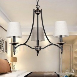 Lampadario in stile candela contemporaneo nero retrò rustico a 3 luci