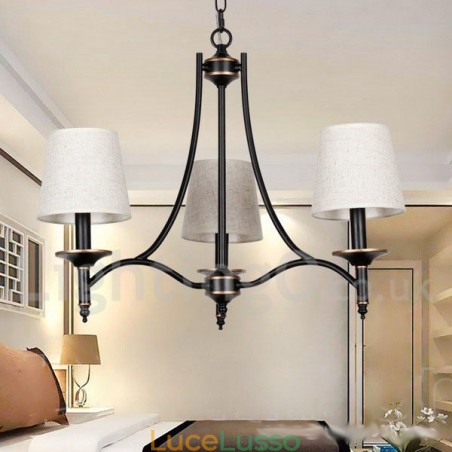 Lampadario in stile candela contemporaneo nero retrò rustico a 3 luci Lampadario in stile candela contemporaneo nero retrò rustico a 3 luci