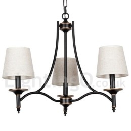 Lampadario in stile candela contemporaneo nero retrò rustico a 3 luci