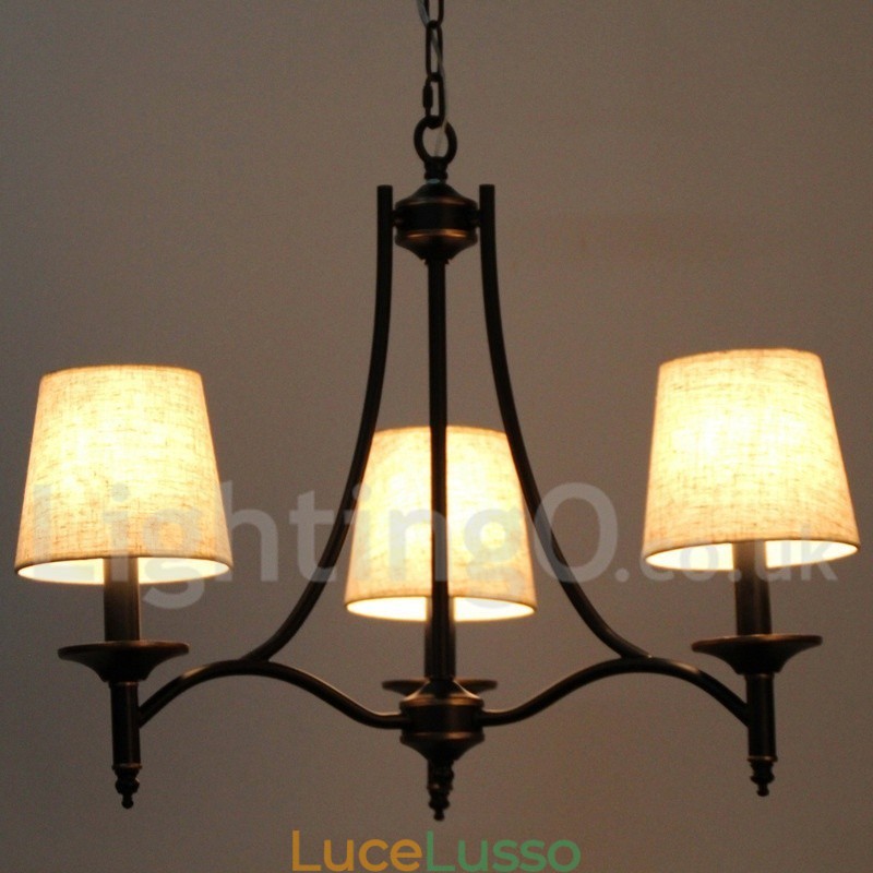 Lampadario in stile candela contemporaneo nero retrò rustico a 3 luci