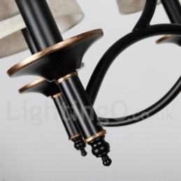Lampadario in stile candela contemporaneo nero retrò rustico a 3 luci