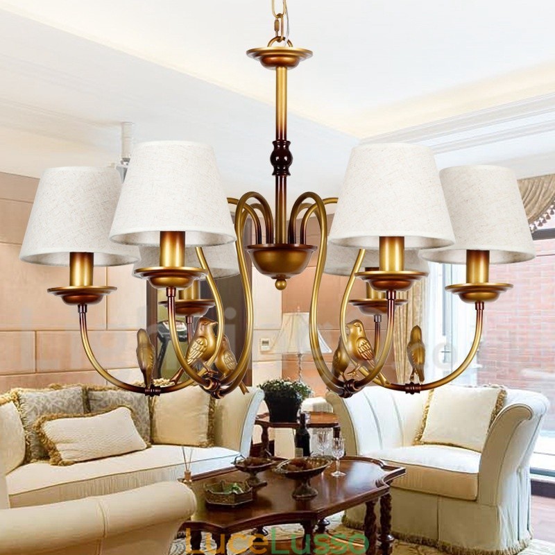 Lampadario in stile retrò rustico contemporaneo moderno a 6 luci