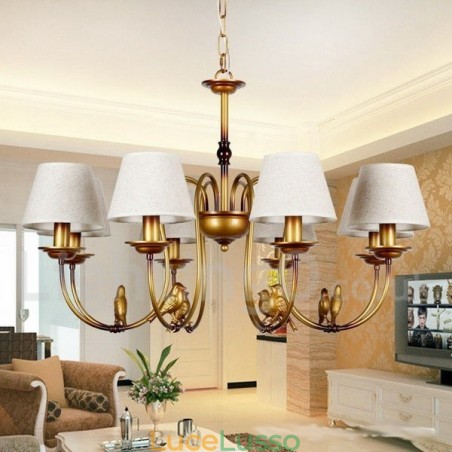 Lampadario in stile retrò rustico contemporaneo moderno a 8 luci
