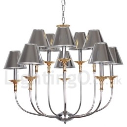 Lampadario a candela in stile cromato moderno e contemporaneo a 10 luci