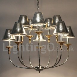 Lampadario a candela in stile cromato moderno e contemporaneo a 10 luci