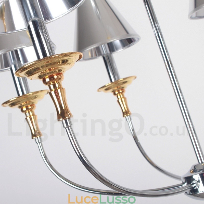 Lampadario a candela in stile cromato moderno e contemporaneo a 10 luci