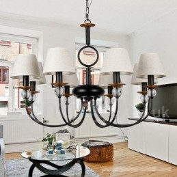 Lampadario a 8 luci rustico retrò nero in stile mediterraneo contemporaneo in stile candela