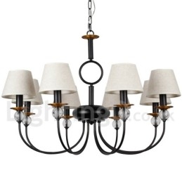 Lampadario a 8 luci rustico retrò nero in stile mediterraneo contemporaneo in stile candela