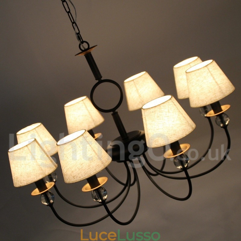 Lampadario a 8 luci rustico retrò nero in stile mediterraneo contemporaneo in stile candela