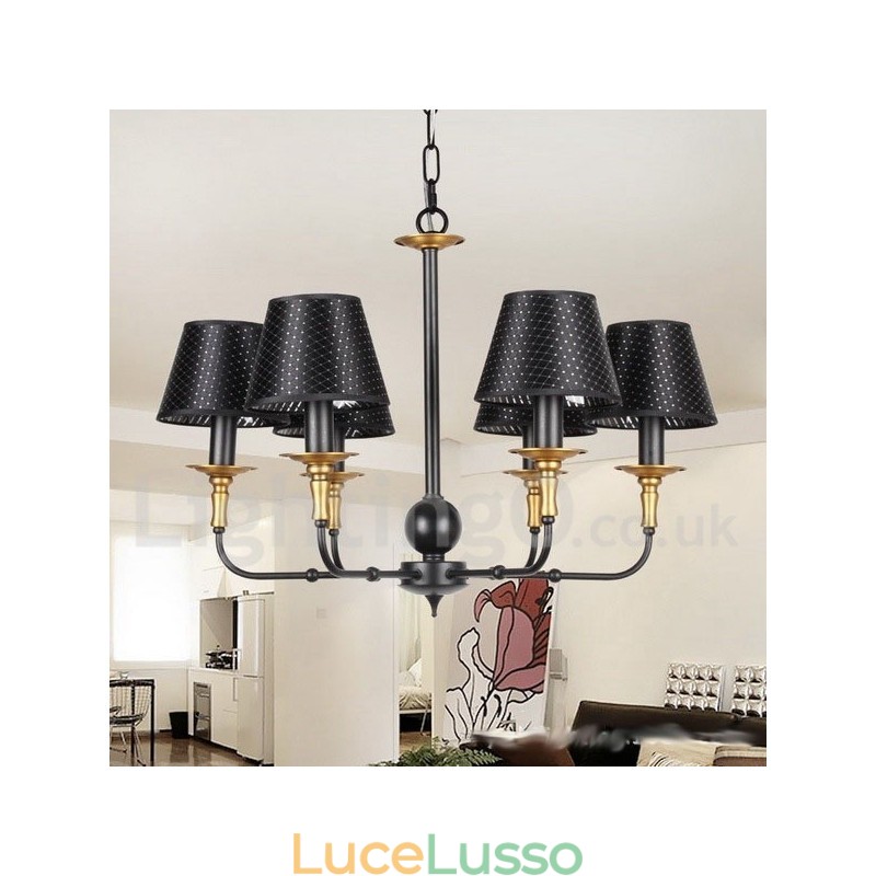 Lampadario in stile rustico retrò a 6 luci
