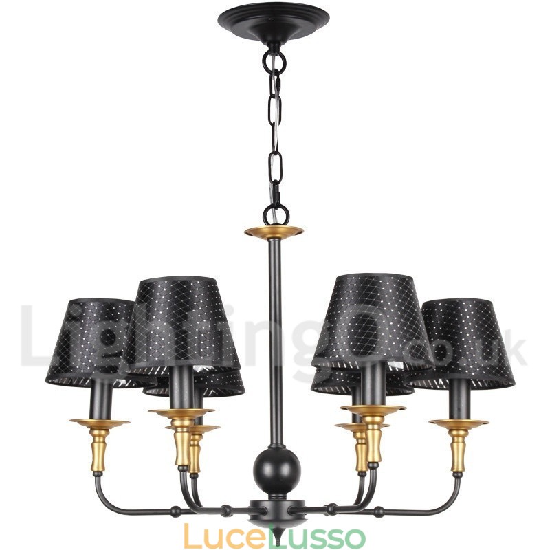 Lampadario in stile rustico retrò a 6 luci