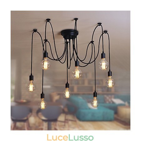 Lampadario a sospensione a 8 luci, tradizionale, classico, retrò, in metallo Lampadario a sospensione a 8 luci, tradizionale, classico, retrò, in metallo