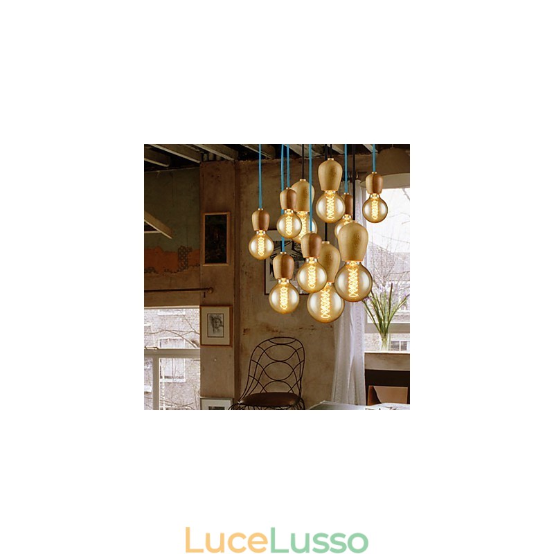 Lampadario Mini Stile Moderno Contemporaneo Legno Bambù