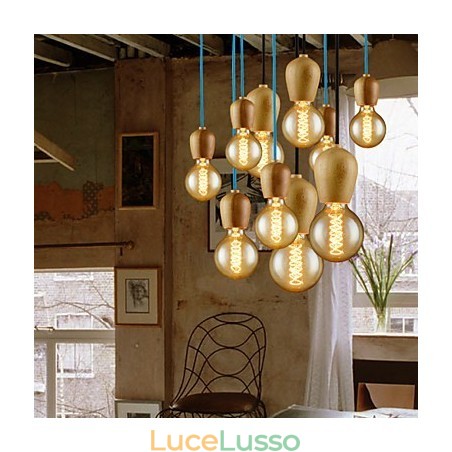 Lampadario Mini Stile Moderno Contemporaneo Legno Bambù Lampadario Mini Stile Moderno Contemporaneo Legno Bambù