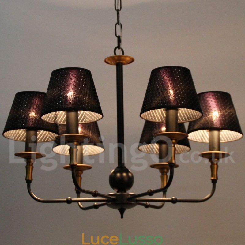 Lampadario in stile rustico retrò a 6 luci