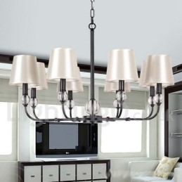 Lampadario in stile candela contemporaneo rustico retrò nero a 8 luci