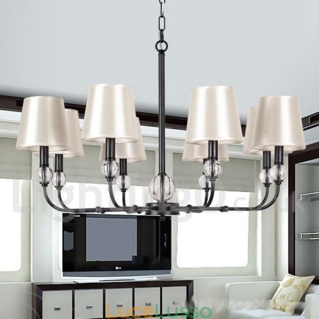 Lampadario in stile candela contemporaneo rustico retrò nero a 8 luci Lampadario in stile candela contemporaneo rustico retrò nero a 8 luci