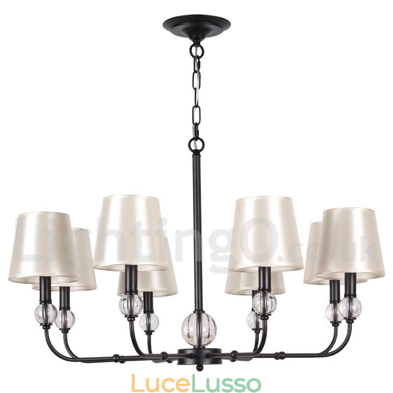 Lampadario in stile candela contemporaneo rustico retrò nero a 8 luci
