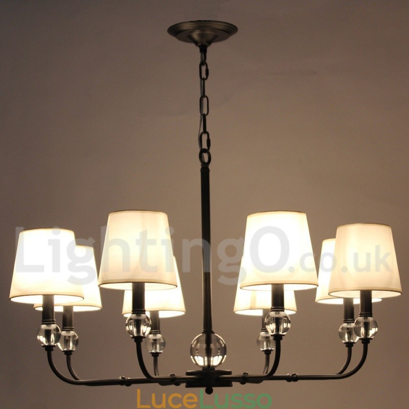 Lampadario in stile candela contemporaneo rustico retrò nero a 8 luci
