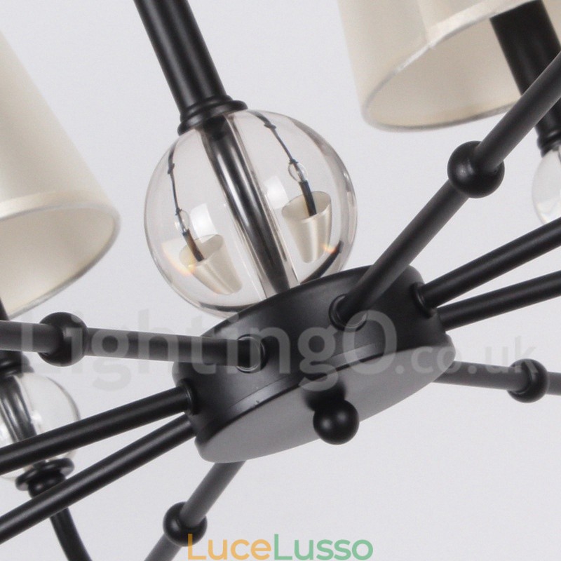 Lampadario in stile candela contemporaneo rustico retrò nero a 8 luci