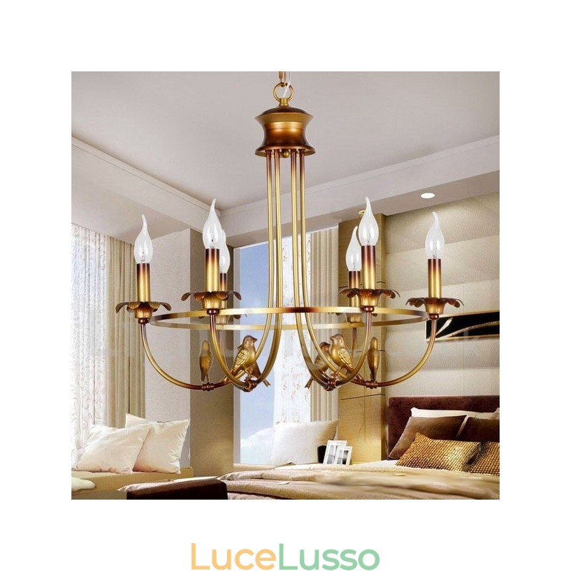 Lampadario in stile retrò a 6 luci