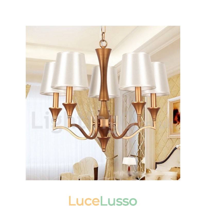 Lampadario a 5 luci in stile rustico mediterraneo a forma di candela
