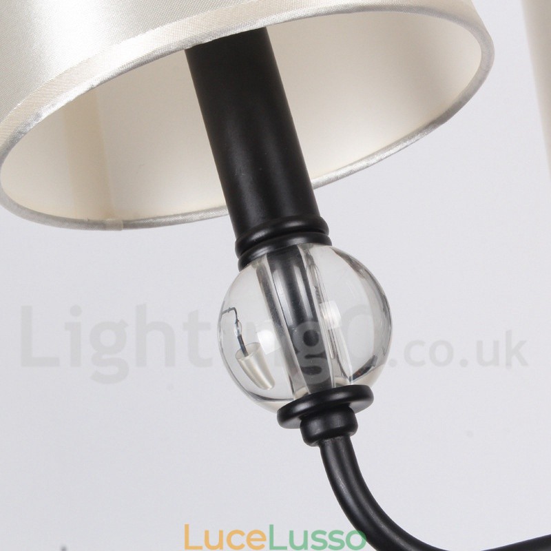 Lampadario a candela in stile contemporaneo nero grande a 2 livelli e 12 luci retrò