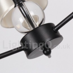 Lampadario a candela in stile contemporaneo nero grande a 2 livelli e 12 luci retrò