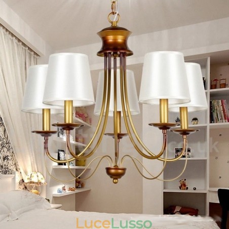 Lampadario a 5 luci in stile rustico mediterraneo moderno e contemporaneo a candela Lampadario a 5 luci in stile rustico mediterraneo moderno e contemporaneo a candela