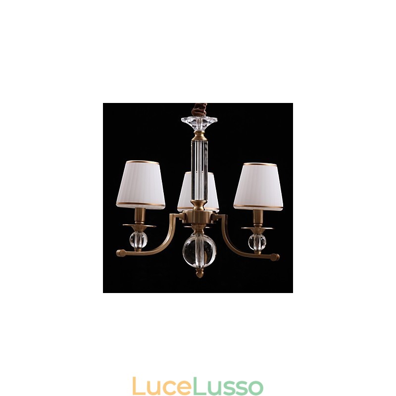Lampadario moderno contemporaneo in metallo bronzo e cristallo