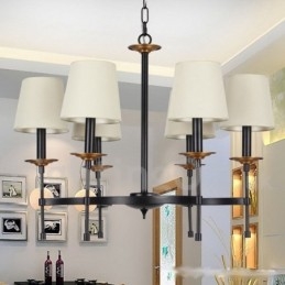 Lampadario a 6 luci in stile retrò nero contemporaneo a candela
