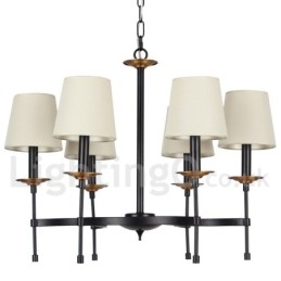 Lampadario a 6 luci in stile retrò nero contemporaneo a candela