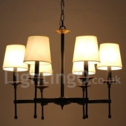 Lampadario a 6 luci in stile retrò nero contemporaneo a candela