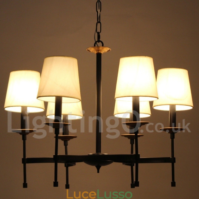Lampadario a 6 luci in stile retrò nero contemporaneo a candela