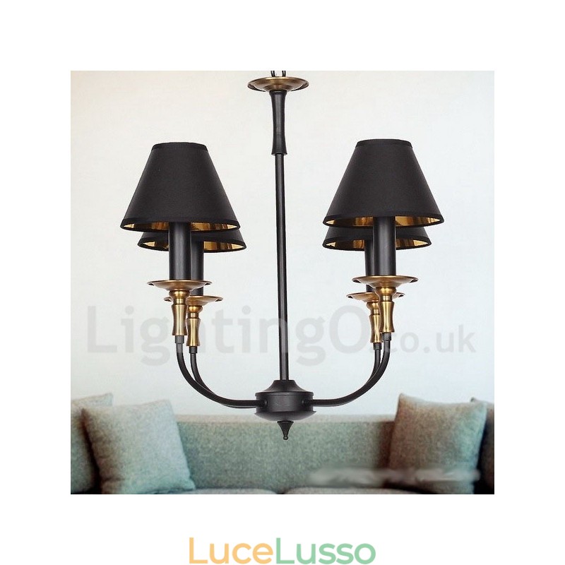 Lampadario a 4 luci in stile retrò contemporaneo a forma di candela