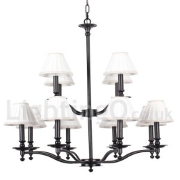 Lampadario in stile candela retrò rustico grande a 2 livelli con 12 luci