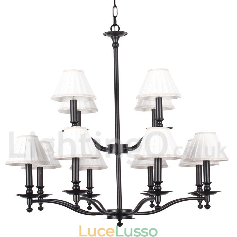 Lampadario in stile candela retrò rustico grande a 2 livelli con 12 luci