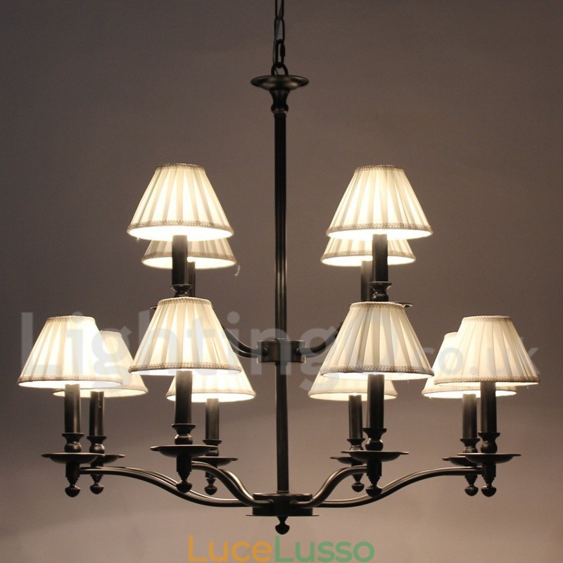 Lampadario in stile candela retrò rustico grande a 2 livelli con 12 luci