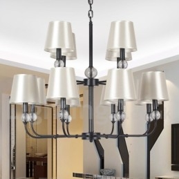 Lampadario grande in stile candela a 2 livelli, rustico retrò nero, 12 luci