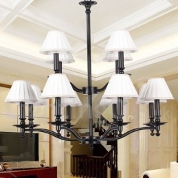 Lampadario grande retrò a 2 livelli con 12 luci, stile candela