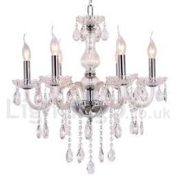 Lampadario a candela in cristallo K9 contemporaneo a 6 luci