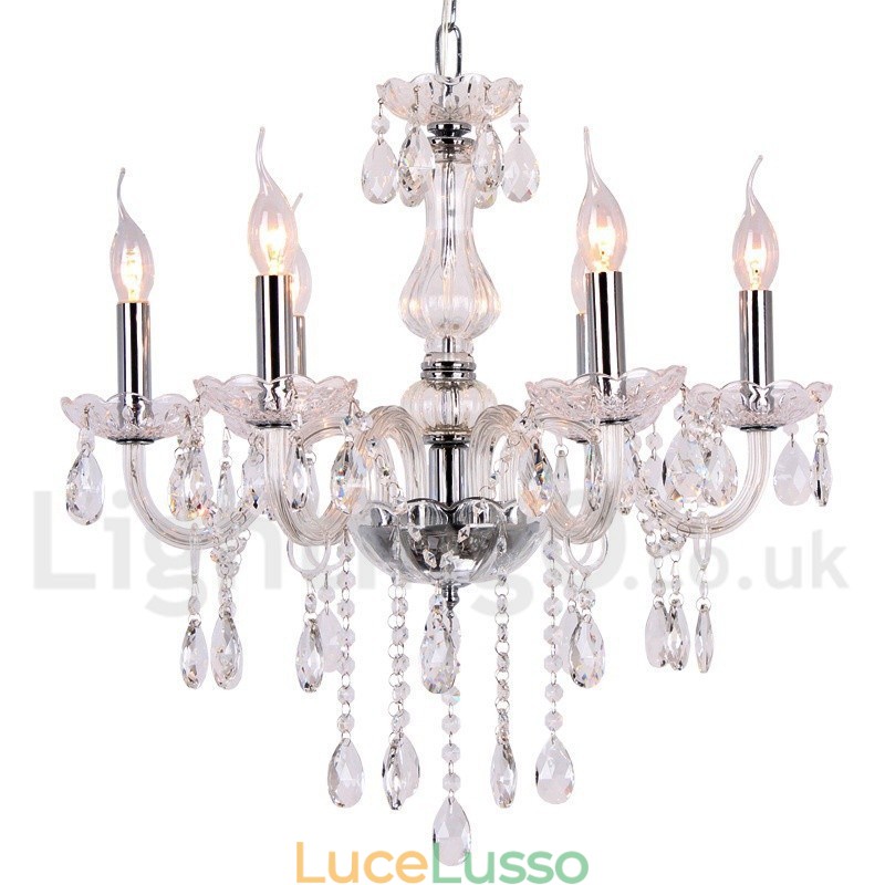 Lampadario a candela in cristallo K9 contemporaneo a 6 luci