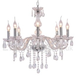 Lampadario a candela in cristallo K9 contemporaneo a 8 luci