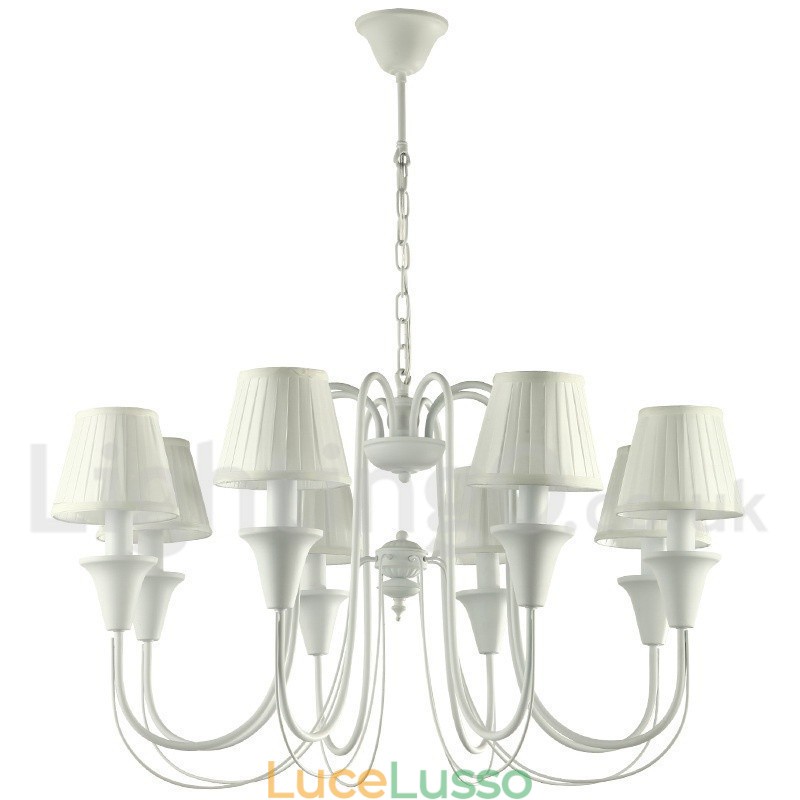 Lampadario in stile retrò a 8 luci bianco