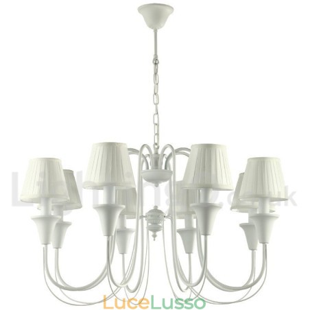 Lampadario in stile retrò a 8 luci bianco