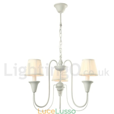 Lampadario a 3 luci in stile retrò bianco a forma di candela