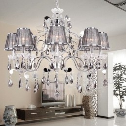 Lampadario in stile candela in cristallo grigio chiaro K9