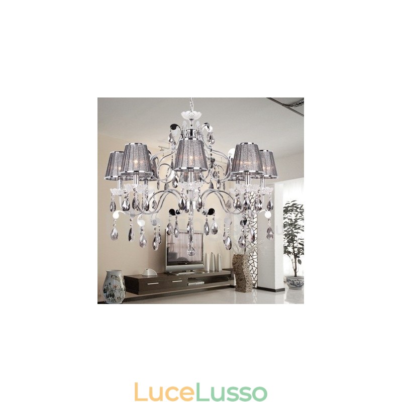 Lampadario in stile candela in cristallo grigio chiaro K9
