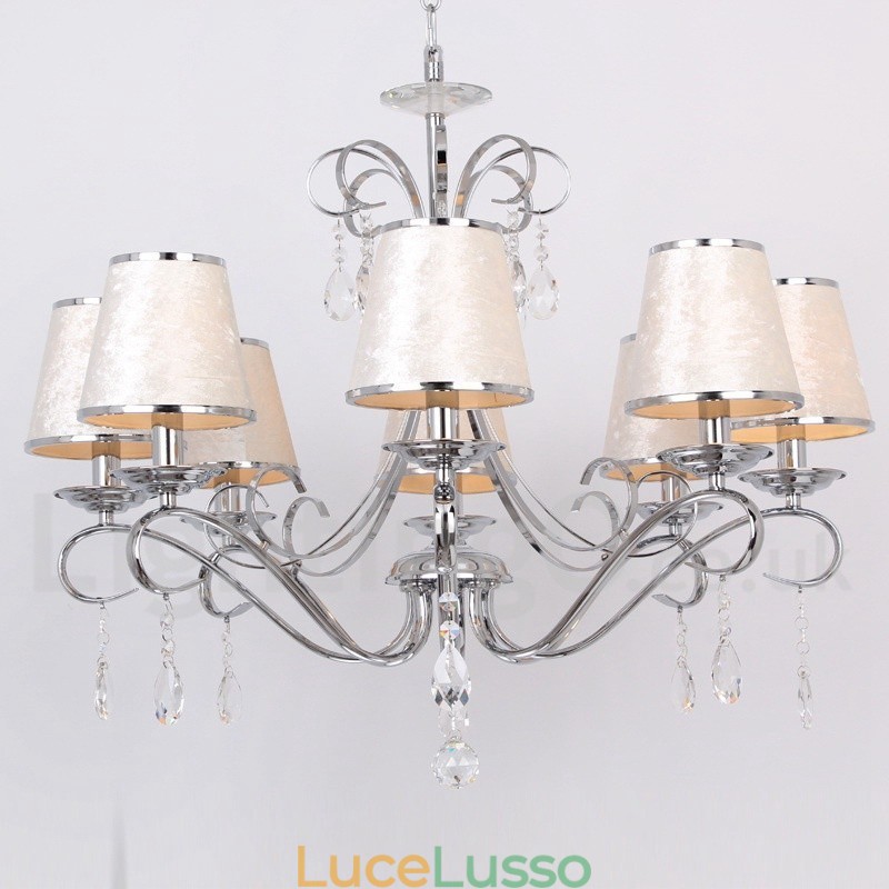 Lampadario a candela in cristallo K9 contemporaneo a 8 luci
